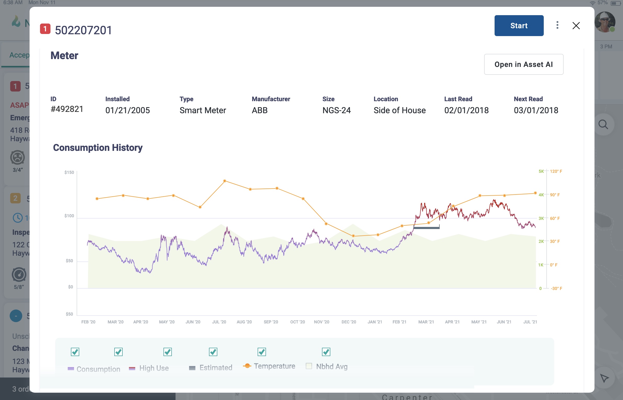 Customer data screens