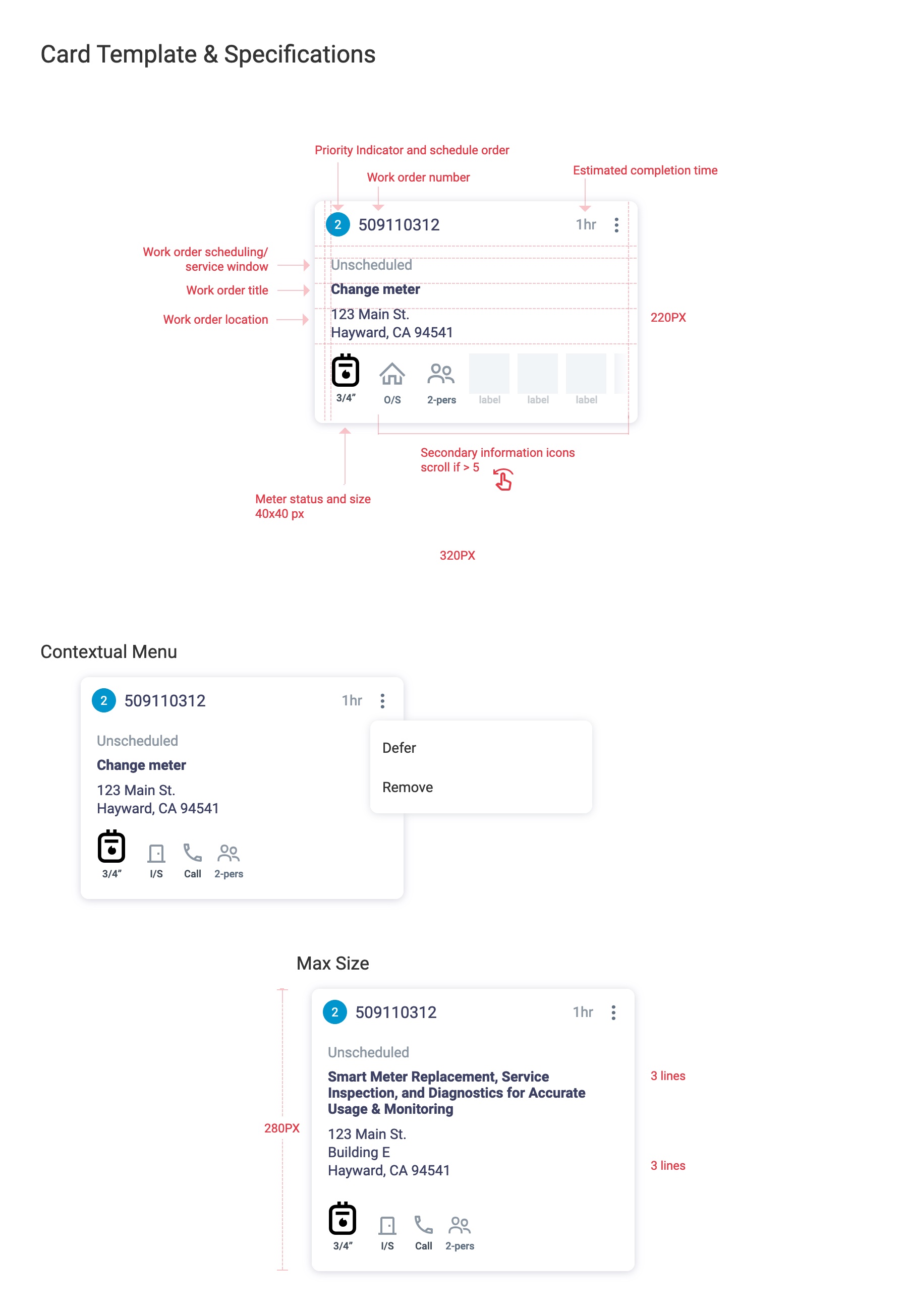 Card specifications documentation